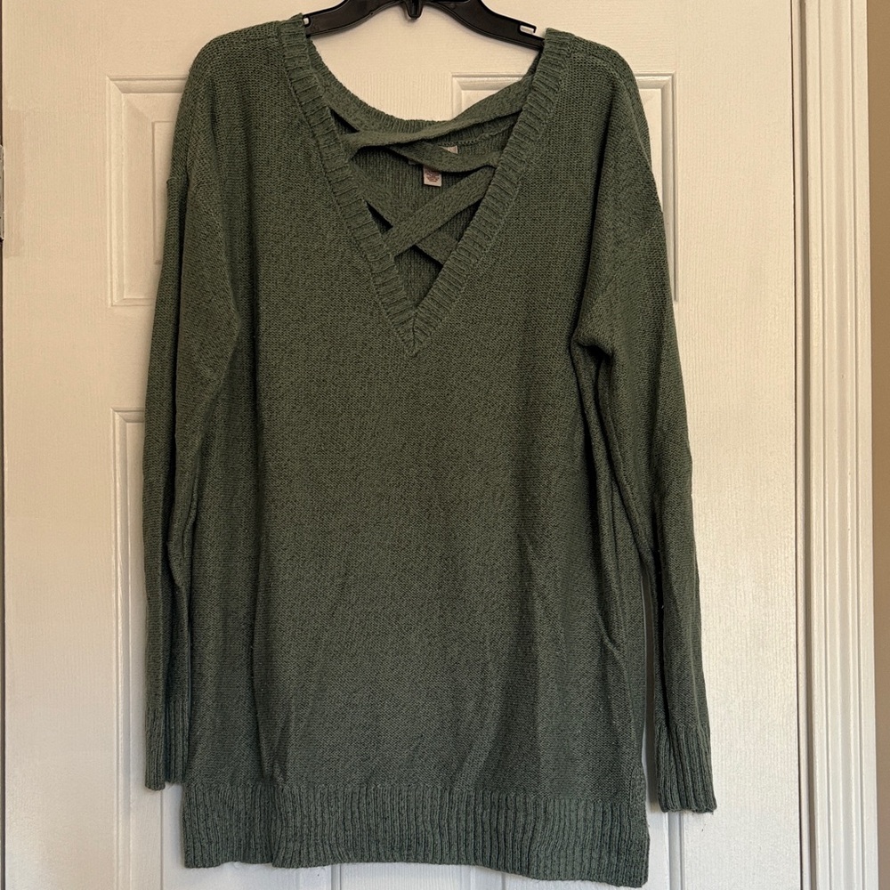 Arizona Jean Company Olive V-Neck Tunic Sweater